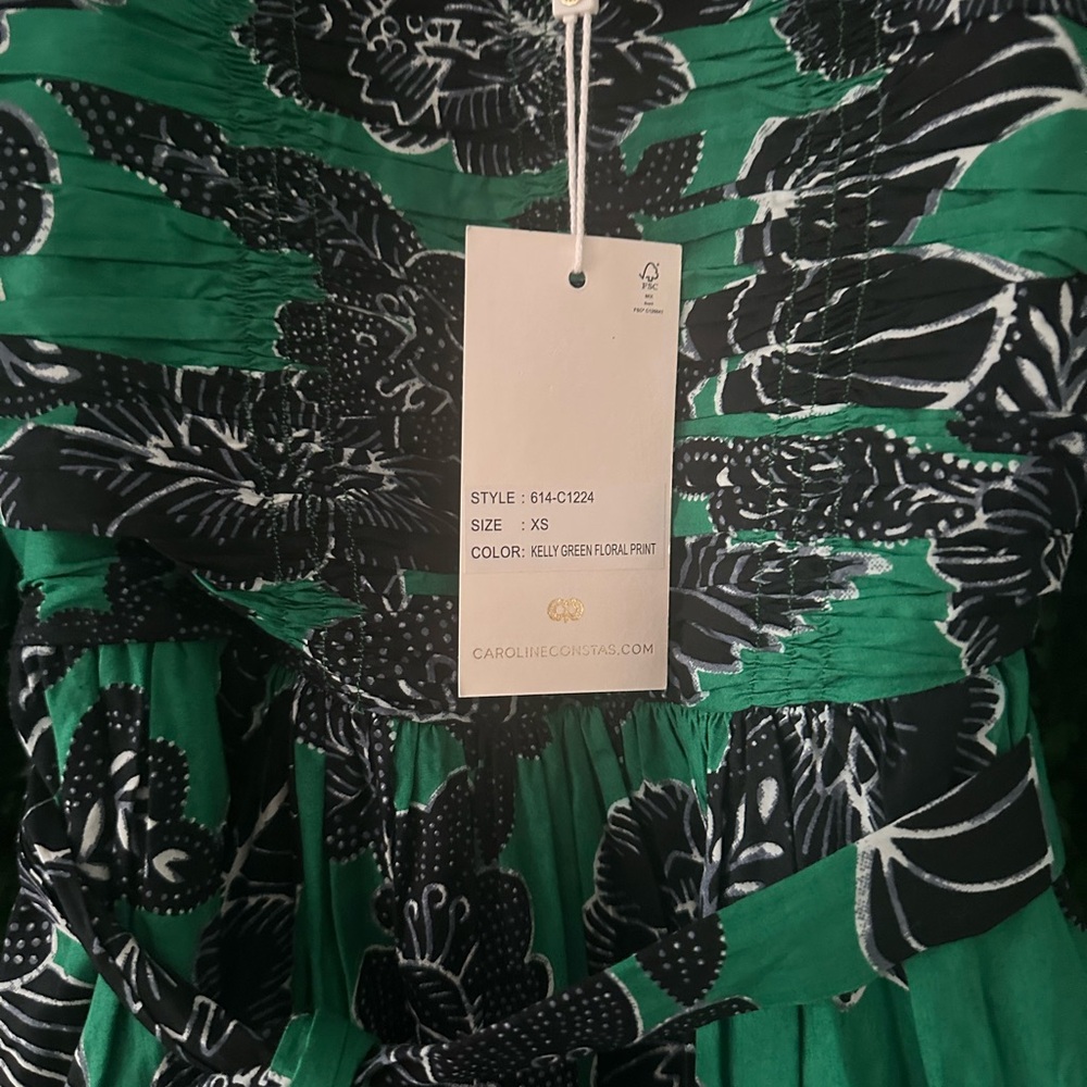 Caroline Constas Kelly Green and Black Floral Dress - Picture 3 of 4
